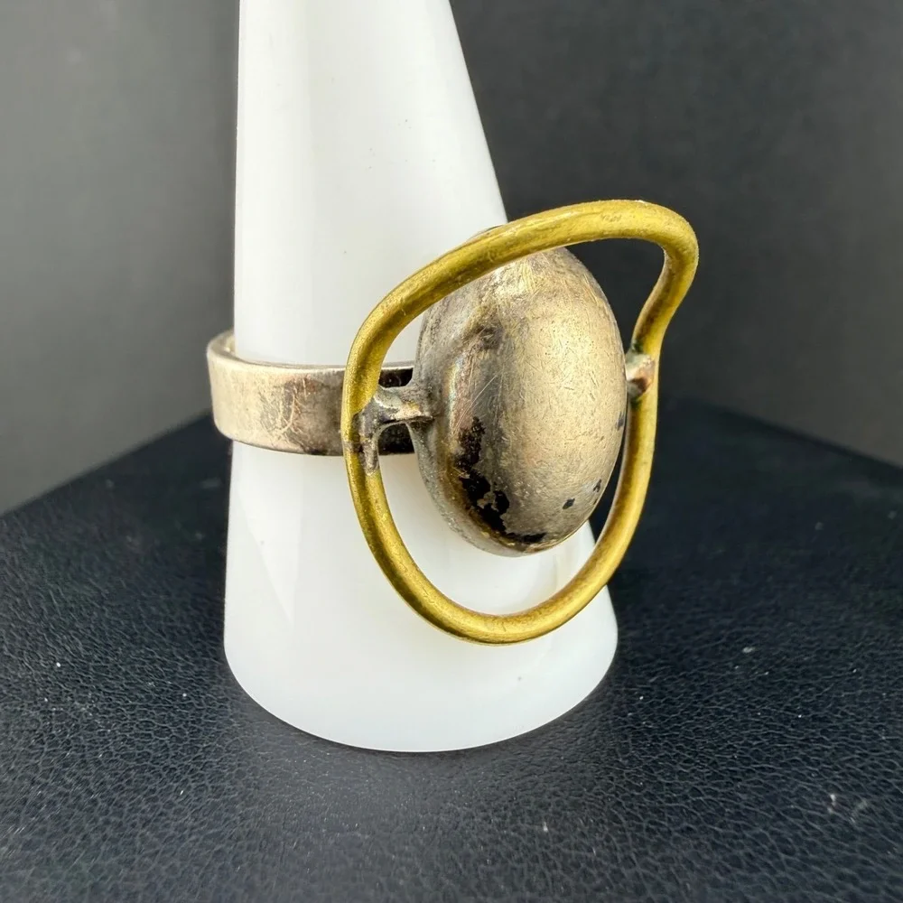 Vintage Taxco Sterling Silver Artisan Ring Modernist Size 10